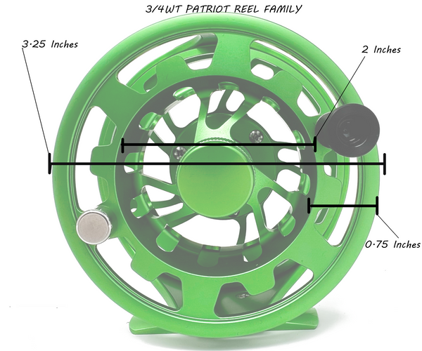 3/4wt - The Patriot Reel Flat Green w/ Line 3/4wt - The Patriot Reel Flat Green w/ Line
