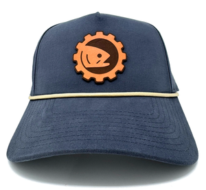 Fish Leather Patch - Canvas 5 Panel - Vintage Navy