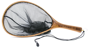 Burled Wood Landing Net - Black Rubber Bag